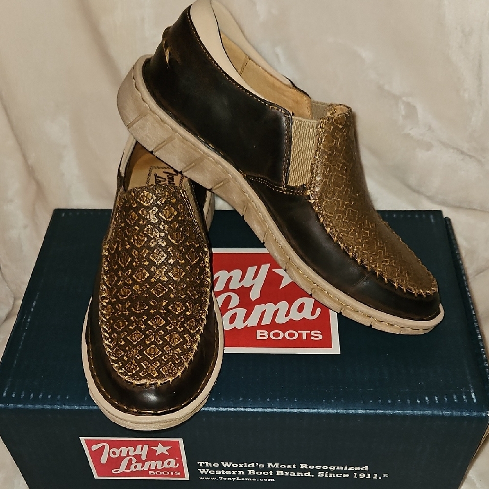 Tony Lama Brown Slip-On Loafers